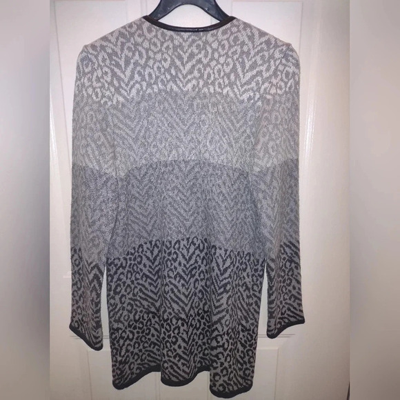 Rafaella women's Small black gray ombre animal print open front cardigan duster - Picture 5 of 6